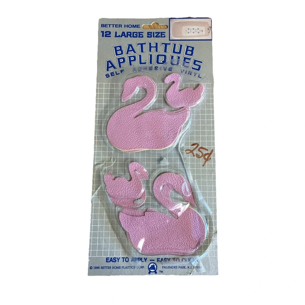Vintage Bathtub Appliques Swan Pink 11 Pc Better Home 1996 NEW  *Open Box